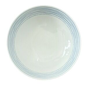 Royal Doulton Polar‎ White w/ Blue Bands & Dots Porcelain Soup / Cereal Bowl 8"